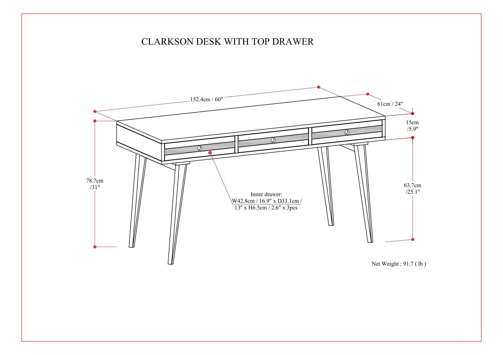 Clarkson - Desk - Rustic Natural Aged Brown by HouseOfZazla