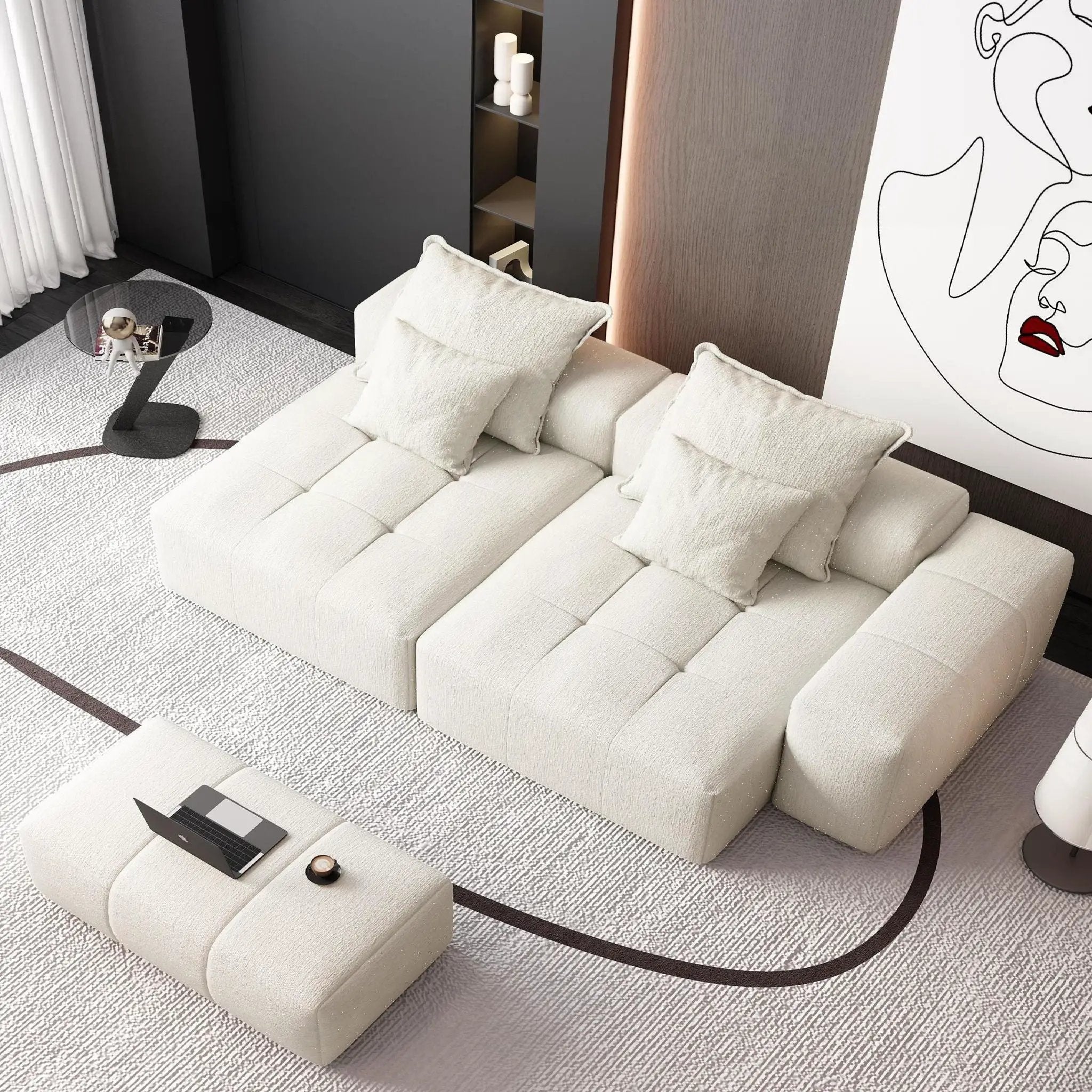 Modern Oversized DIY Combination Modular Sectional Sofa With Pillows by HouseOfZazla