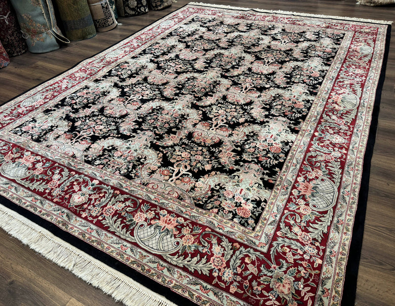 Sino Persian Rug 9x12, Black, Floral Bouquets by Jewel Rugs