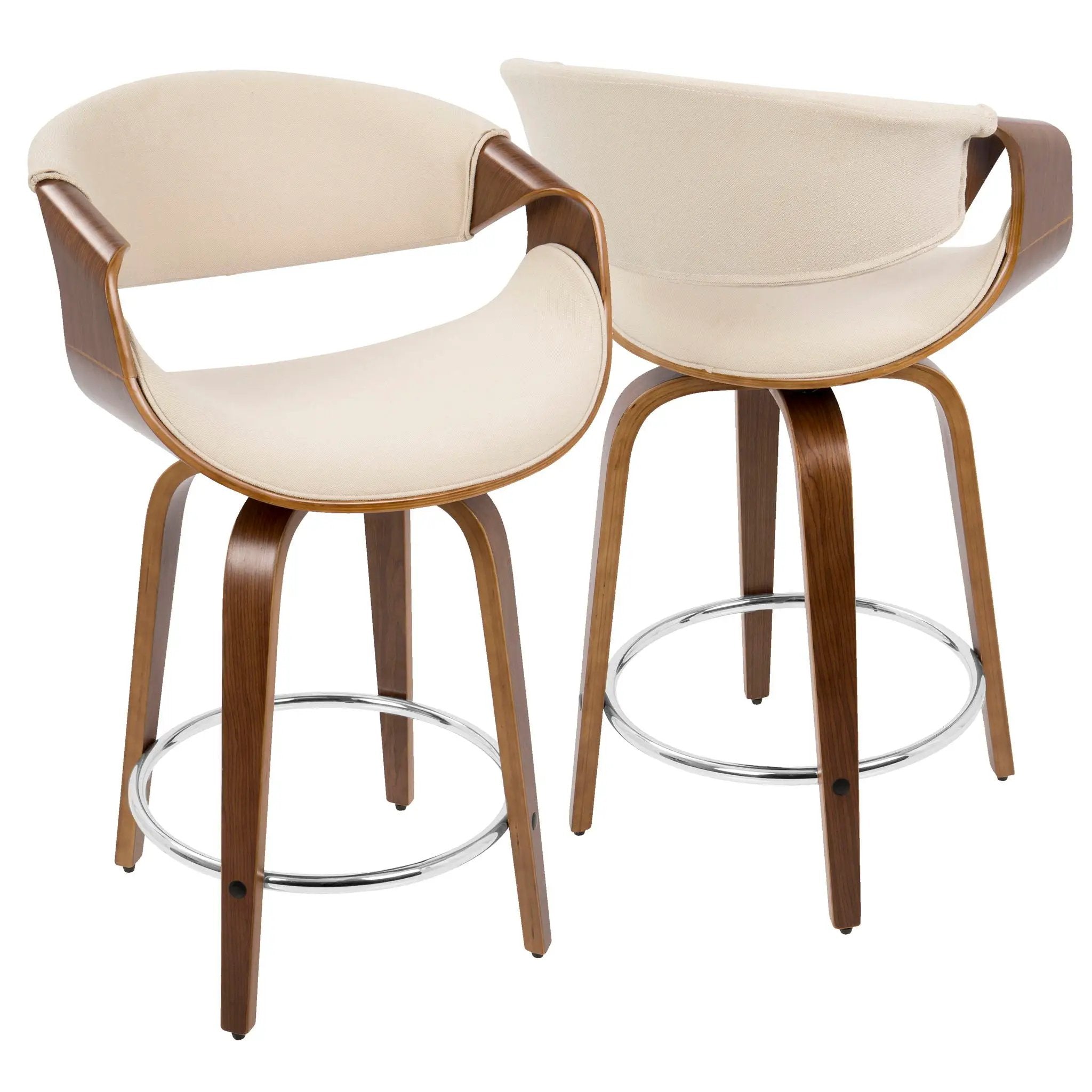 Curvini - Mid Century Modern Counter Stool (Set of 2) by HouseOfZazla