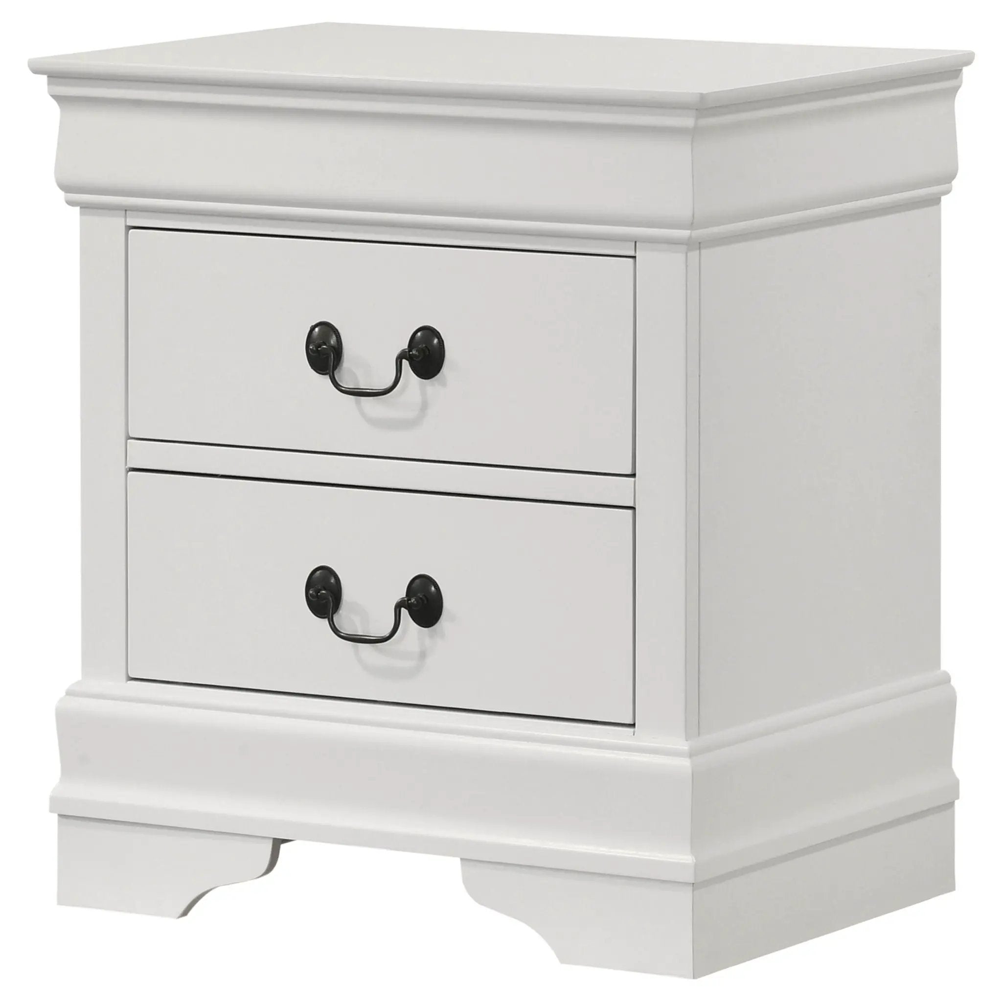 Louis Philippe 2-drawer Nightstand Bedside Table White by Unique Piece Furniture