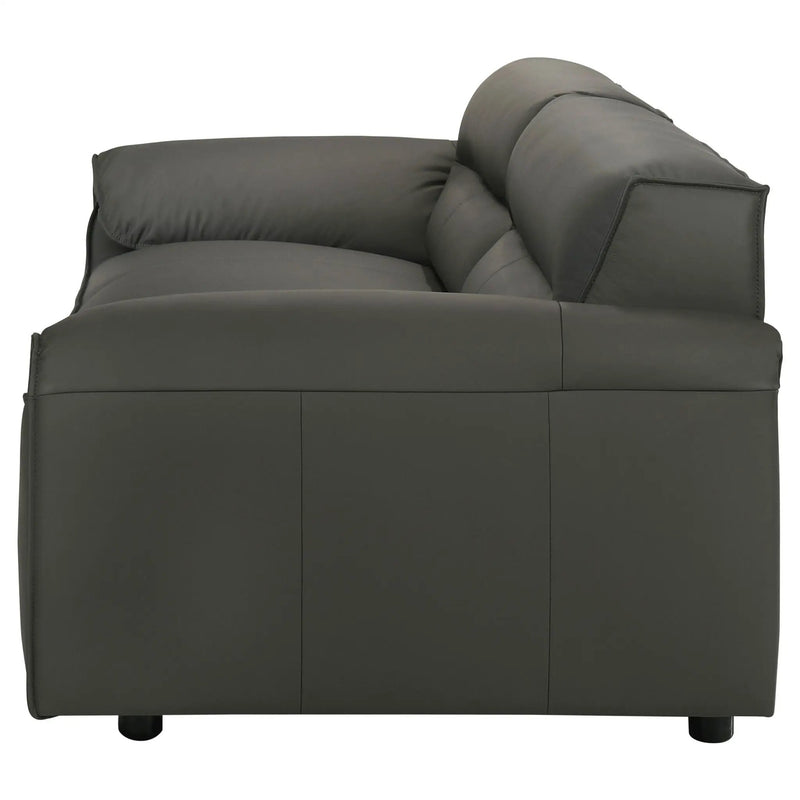 Buxton Top Grain Leather Upholstered Sofa Graphite by Unique Piece Furniture
