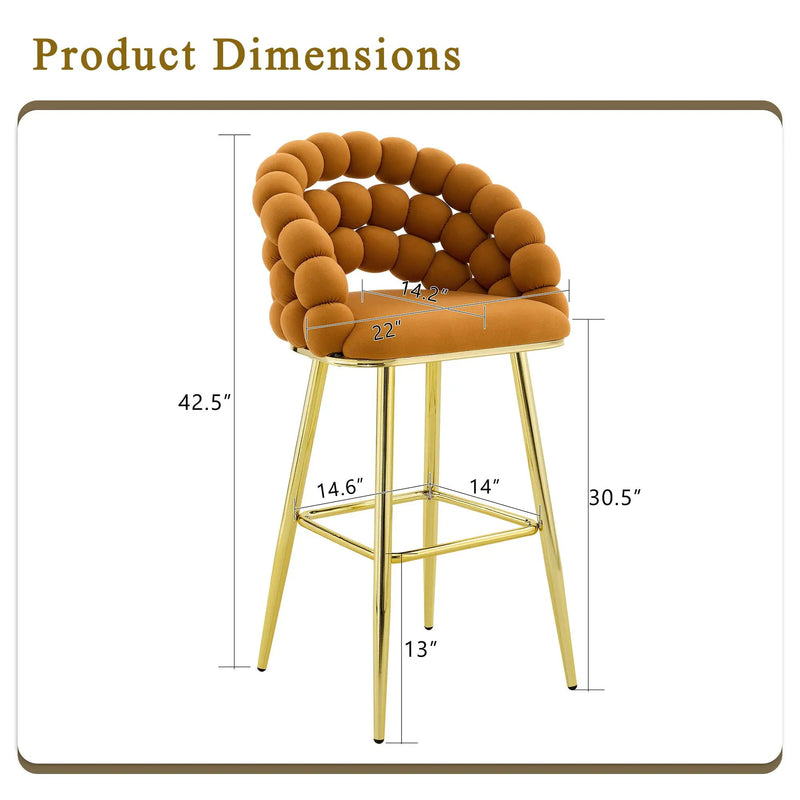 Bubble, Ball Chain Tufted Bar Chairs For Kitchen Island & Home Bar (Set of 2) by Unique Piece Furniture