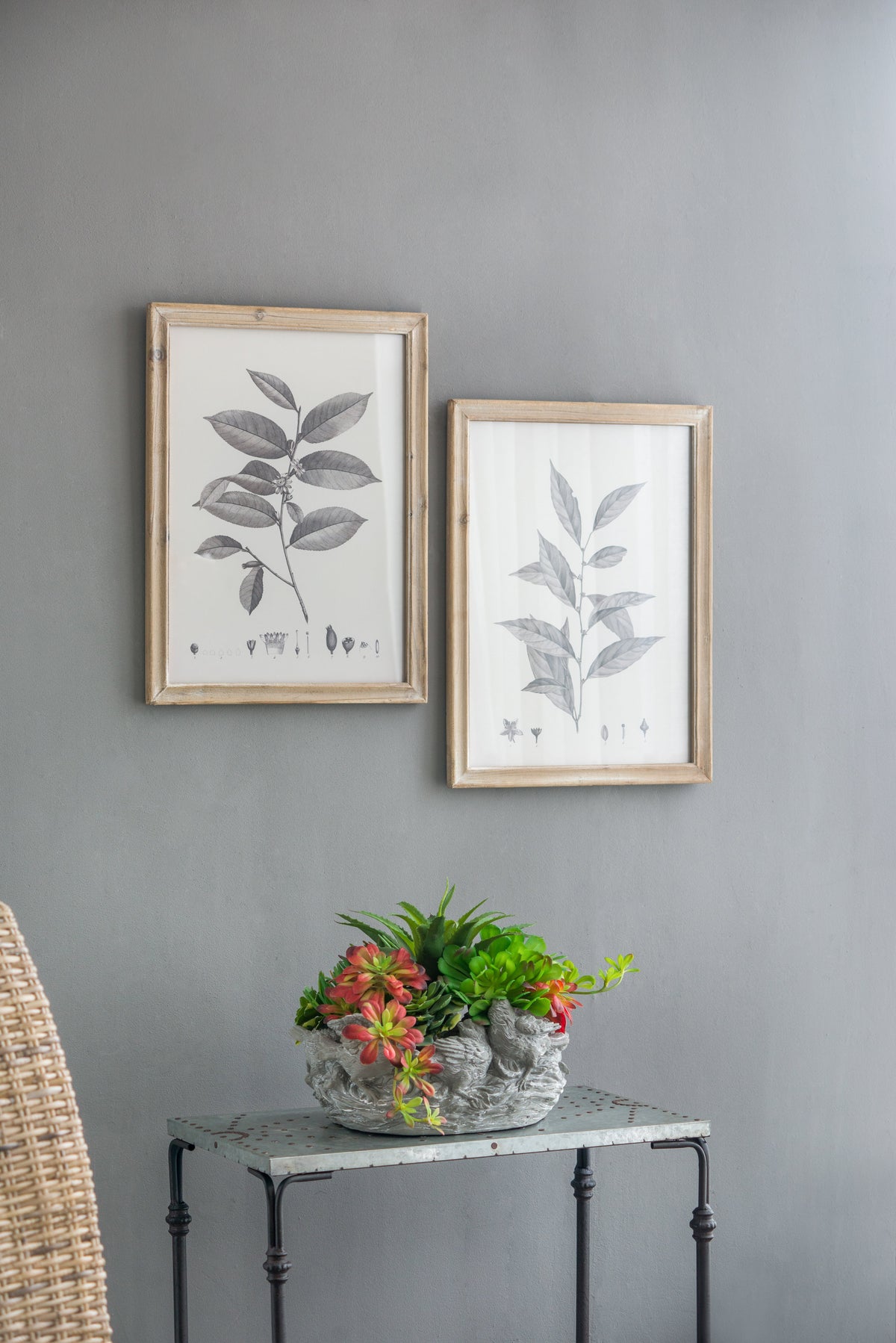 Botanical Wall Décor Set of 4 with Leaf Illustrations - Black & White, photo 6 of 10