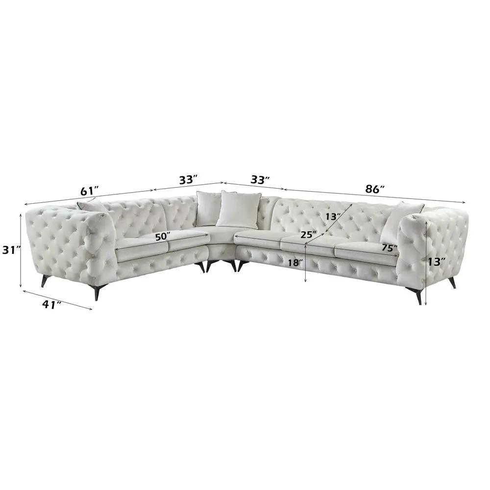 Atronia - Sectional Sofa With 4 Pillows - Beige Fabric by Unique Piece Furniture