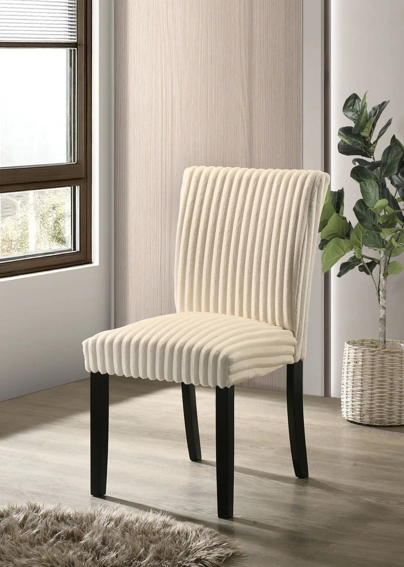 Dermott Upholstered Parson Dining Side Chair Cream (Set of 2) by Unique Piece Furniture