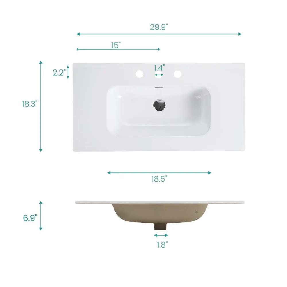 Glossy White Ceramic Integrated Sink by HouseOfZazla