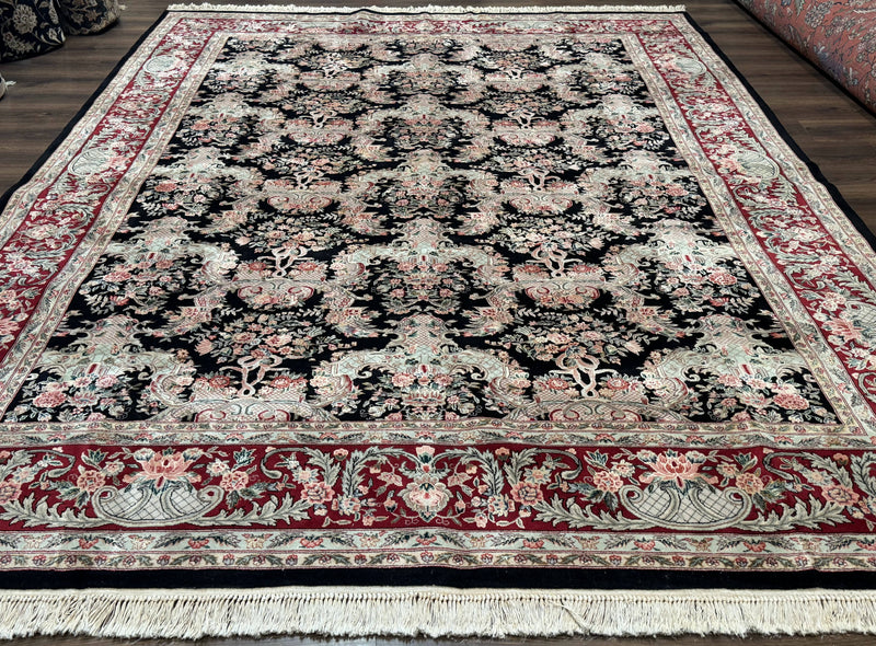 Sino Persian Rug 9x12, Black, Floral Bouquets by Jewel Rugs