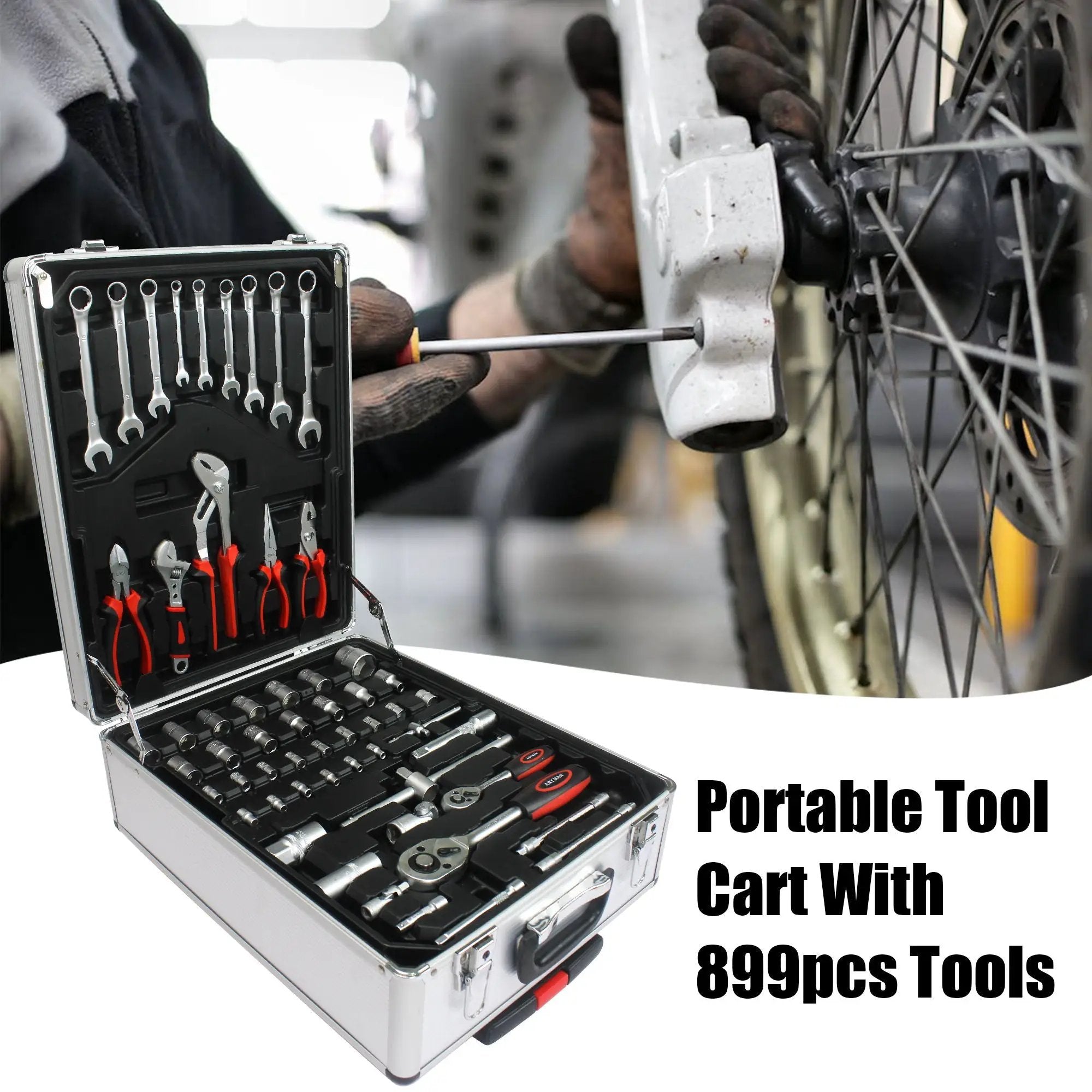 899 Piece Home Repair Tool Set With Rolling Plastic Toolbox, 4 Drawers, General Household Maintenance Kit by HouseOfZazla