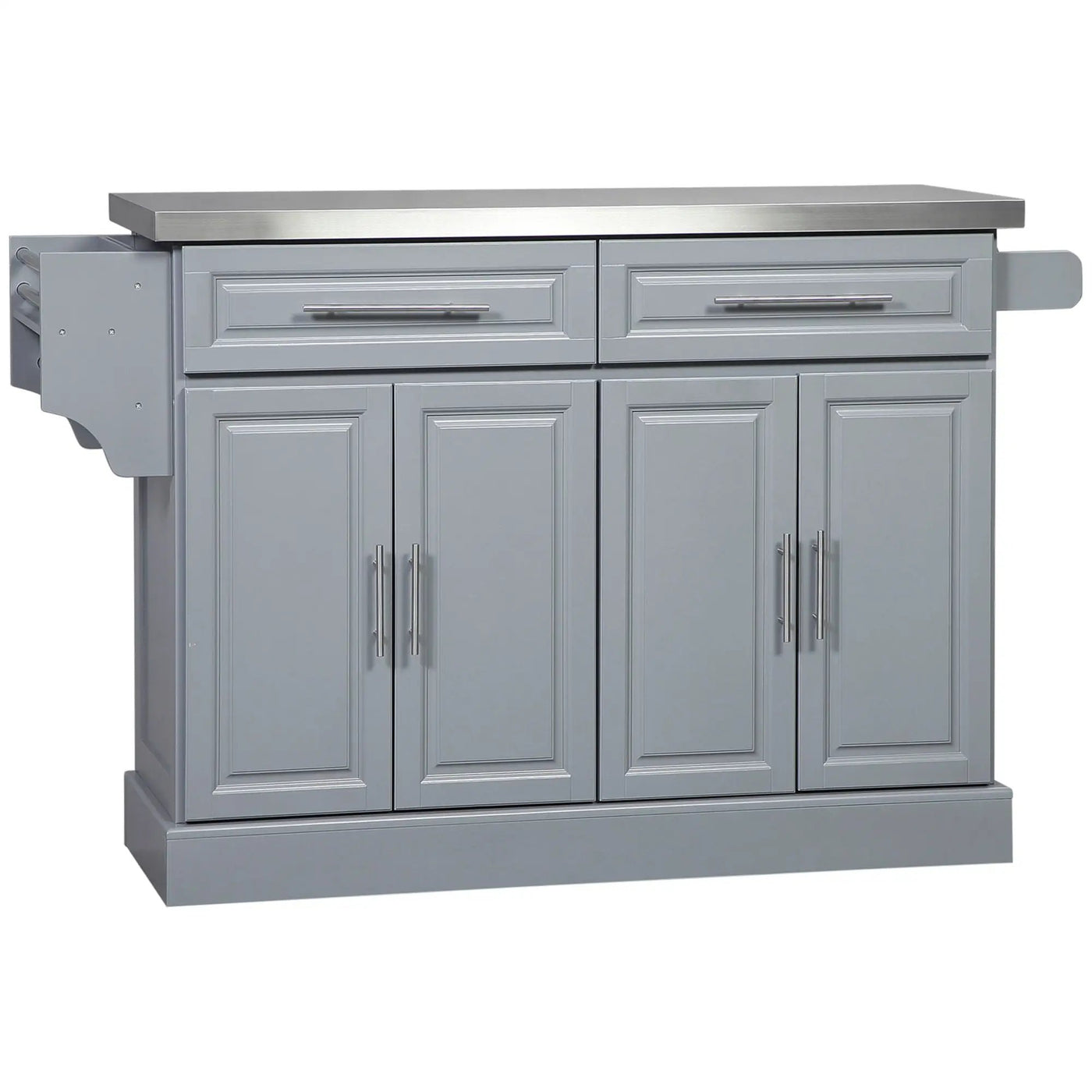 Homcom - Rolling Kitchen Island With Storage, Portable Kitchen Cart With Stainless Steel Top, 2 Drawers, Spice, Knife And Towel Rack And Cabinets by HouseOfZazla