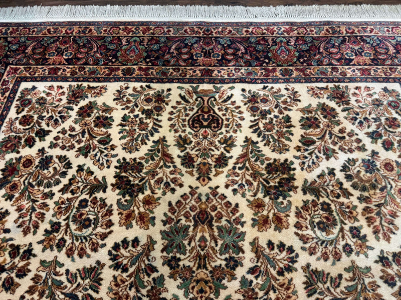8.8 x 12 Karastan Ivory Sarouk Rug #760, Wool Pile, Vintage, Original 700 Series by Jewel Rugs