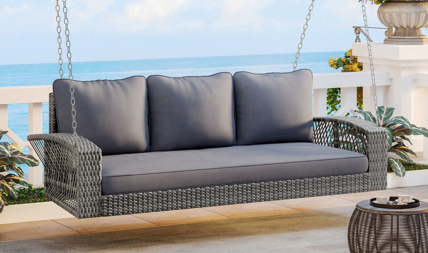 3 Person Large Patio Swing Bench With Cushions For Backyard by HouseOfZazla