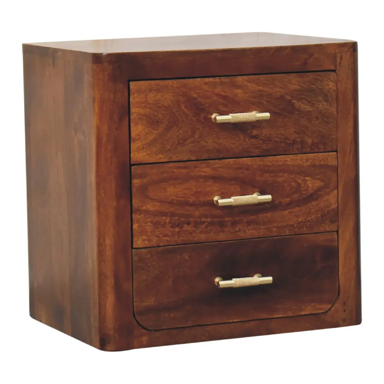 Luca Chestnut Nightstand With 3 Drawers by HouseOfZazla