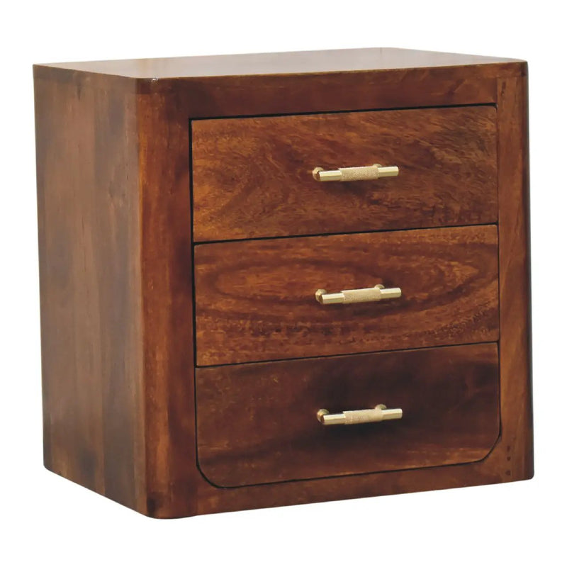 Luca Chestnut Nightstand With 3 Drawers by HouseOfZazla