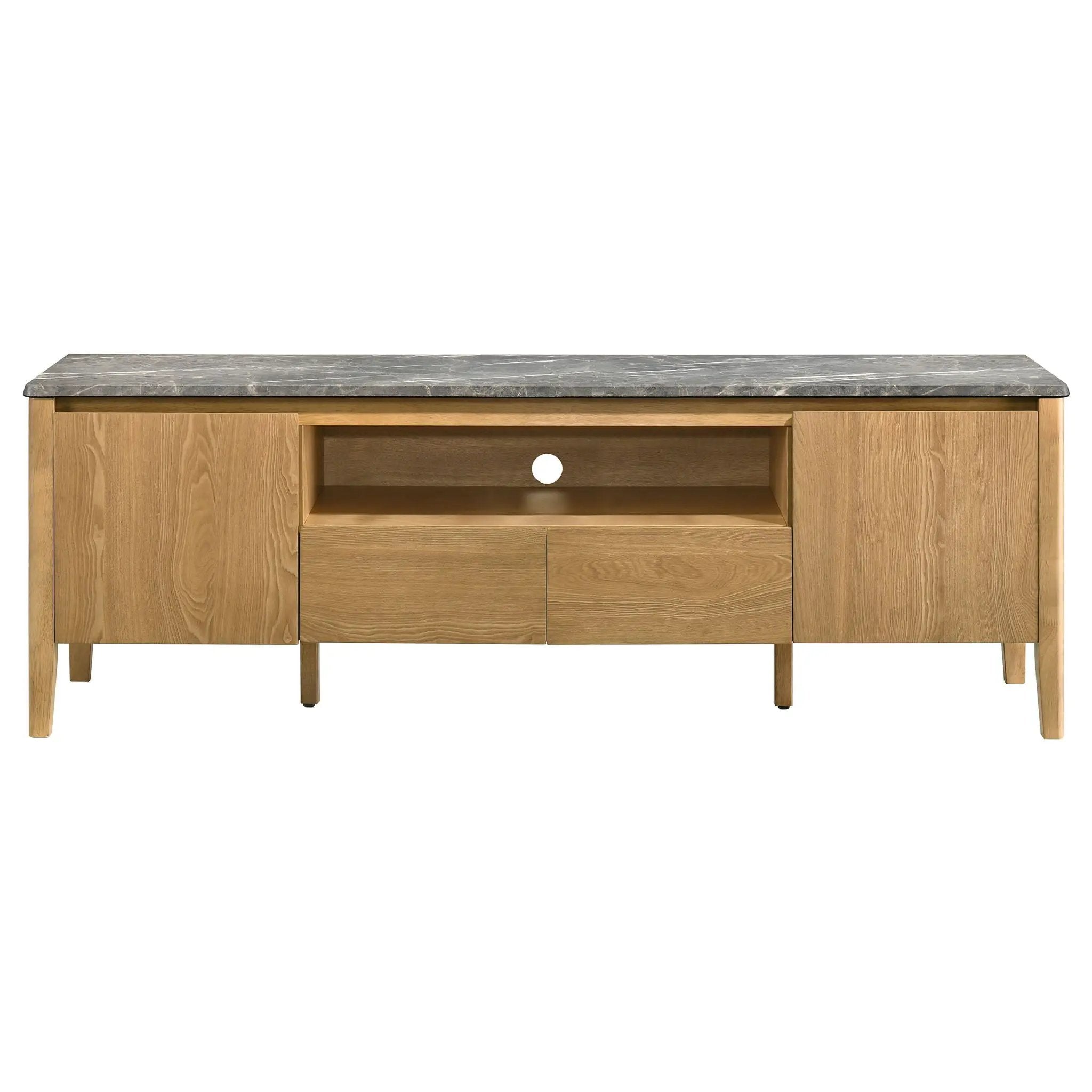 Bradley 63-inch 2-Door SmartTop TV Stand Grey and Natural by Unique Piece Furniture