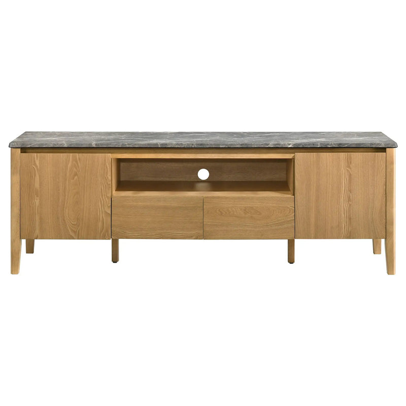 Bradley 63-inch 2-Door SmartTop TV Stand Grey and Natural by Unique Piece Furniture