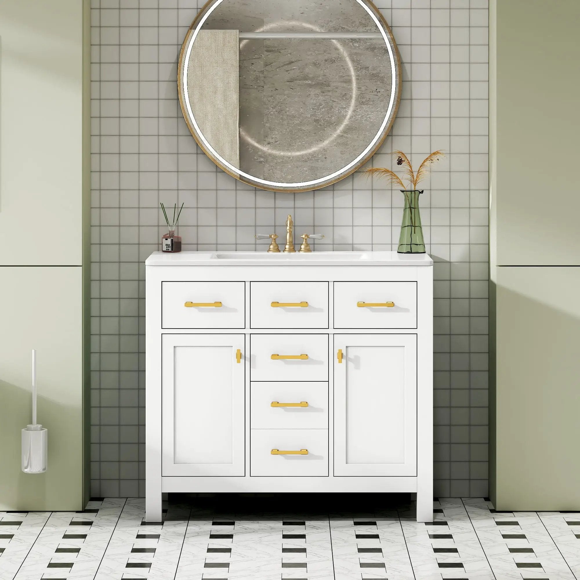 Bathroom Vanity With Sink Combo Set, Modern Bathroom Cabinet With 4 Drawers by Unique Piece Furniture