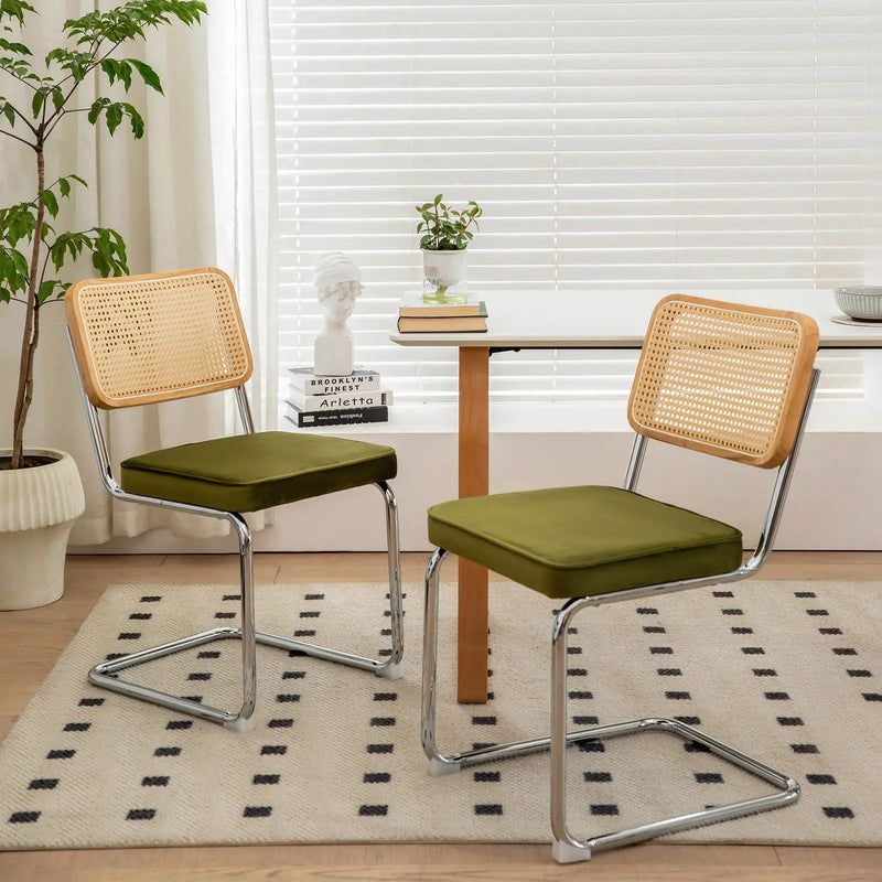 Rattan Side Accent Dining Chairs With Painted Legs (Set of 2) by HouseOfZazla