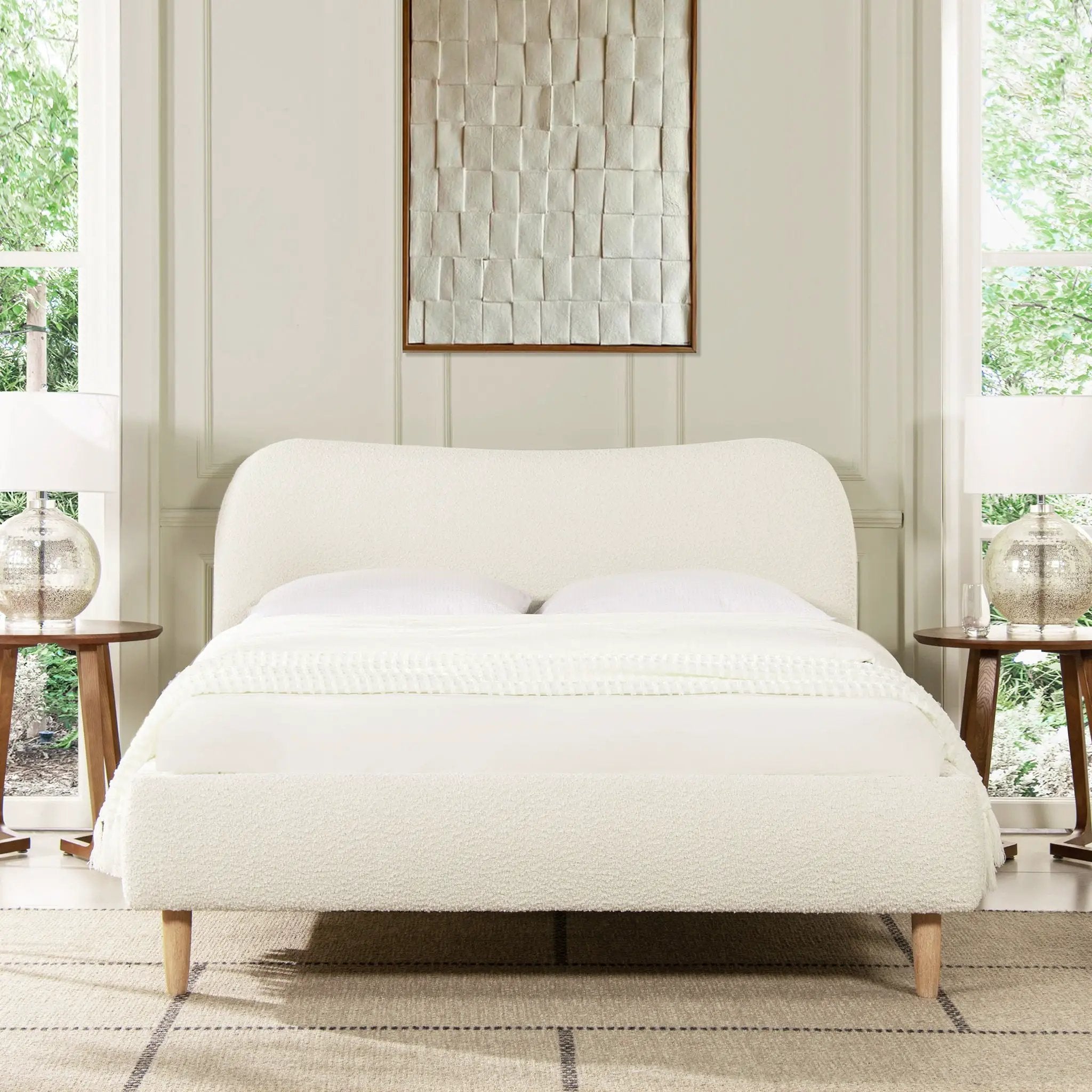 Roman - Curved Headboard Upholstered Platform Bed by HouseOfZazla