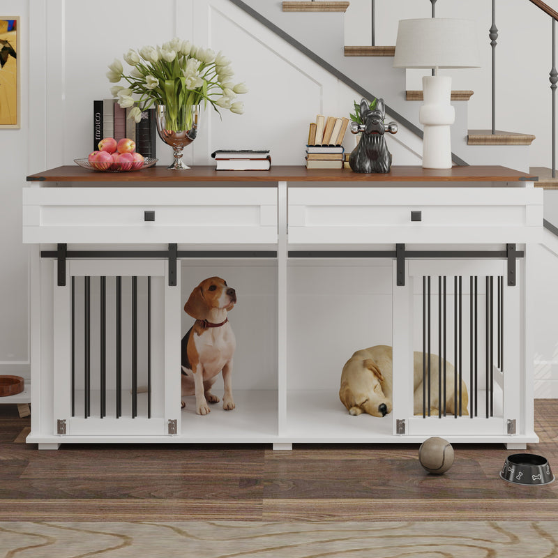 63'' Large Dog Crate Furniture for Double Dog