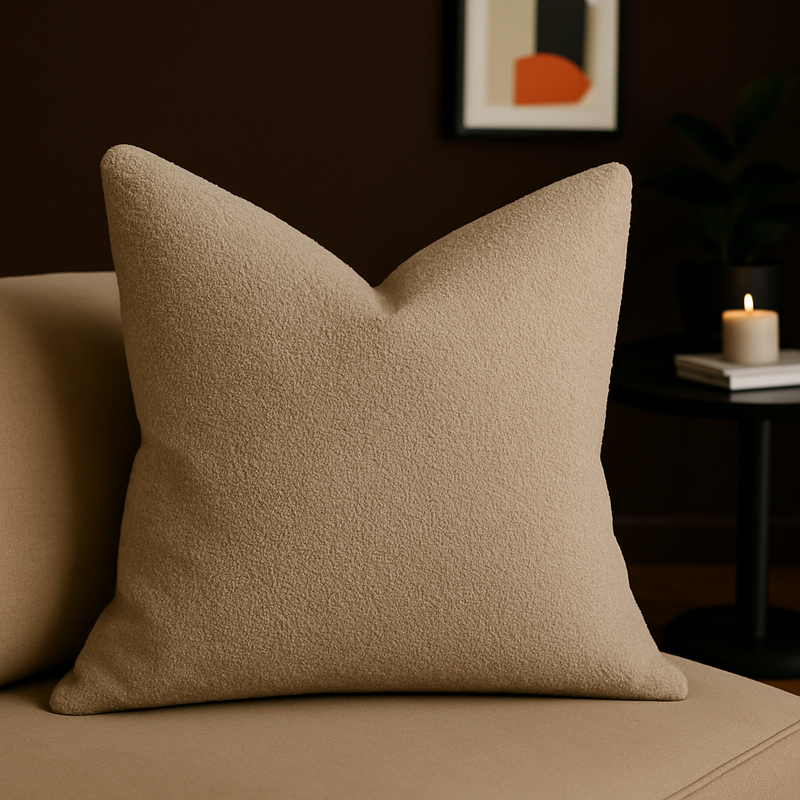 Soft Neutral Throw Pillow with Bouclé Texture - Beige, photo 5 of 5
