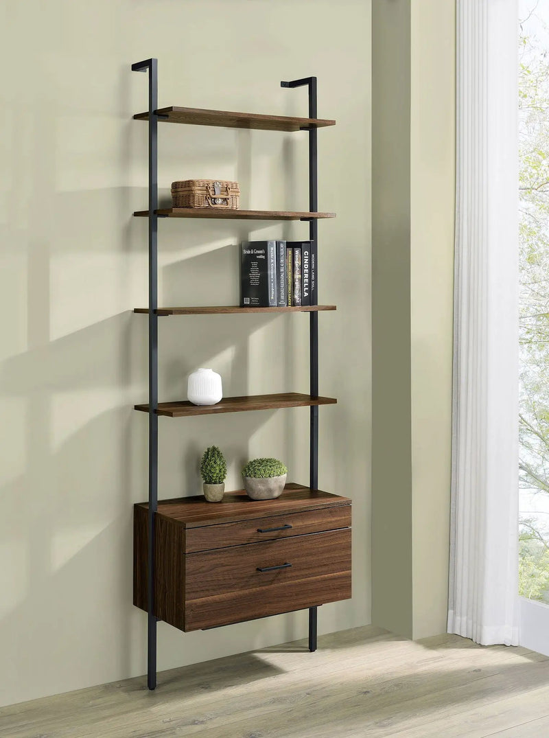 Owens 96-inch 4-shelf Storage Wall Bookshelf Walnut by Unique Piece Furniture