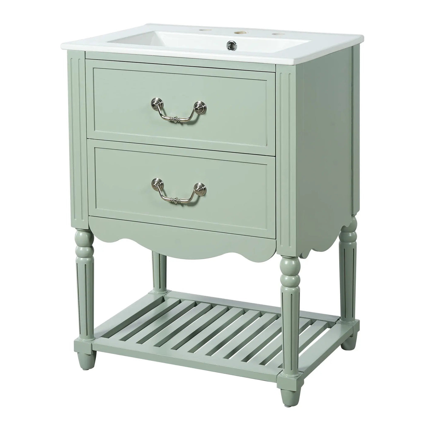Wave Design Bathroom Vanity With Sink, 2 Drawers And Open Shelf by HouseOfZazla