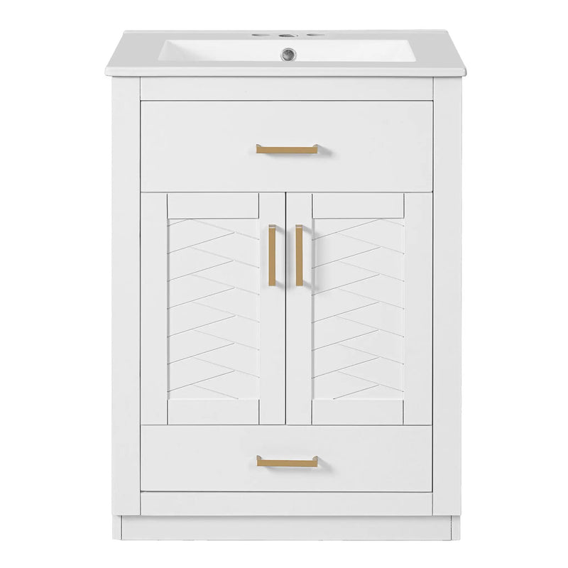 Modern Bathroom Vanity With Integrated Ceramic Sink, 2 Door Cabinet With Tip-Out Drawer by Unique Piece Furniture