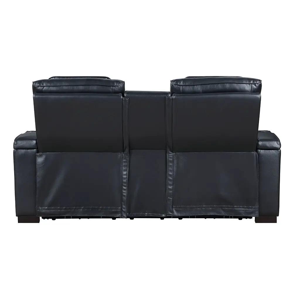 Ephron - Power Motion Loveseat With Console, Power Headrests, LED & Speakers - Black by Unique Piece Furniture