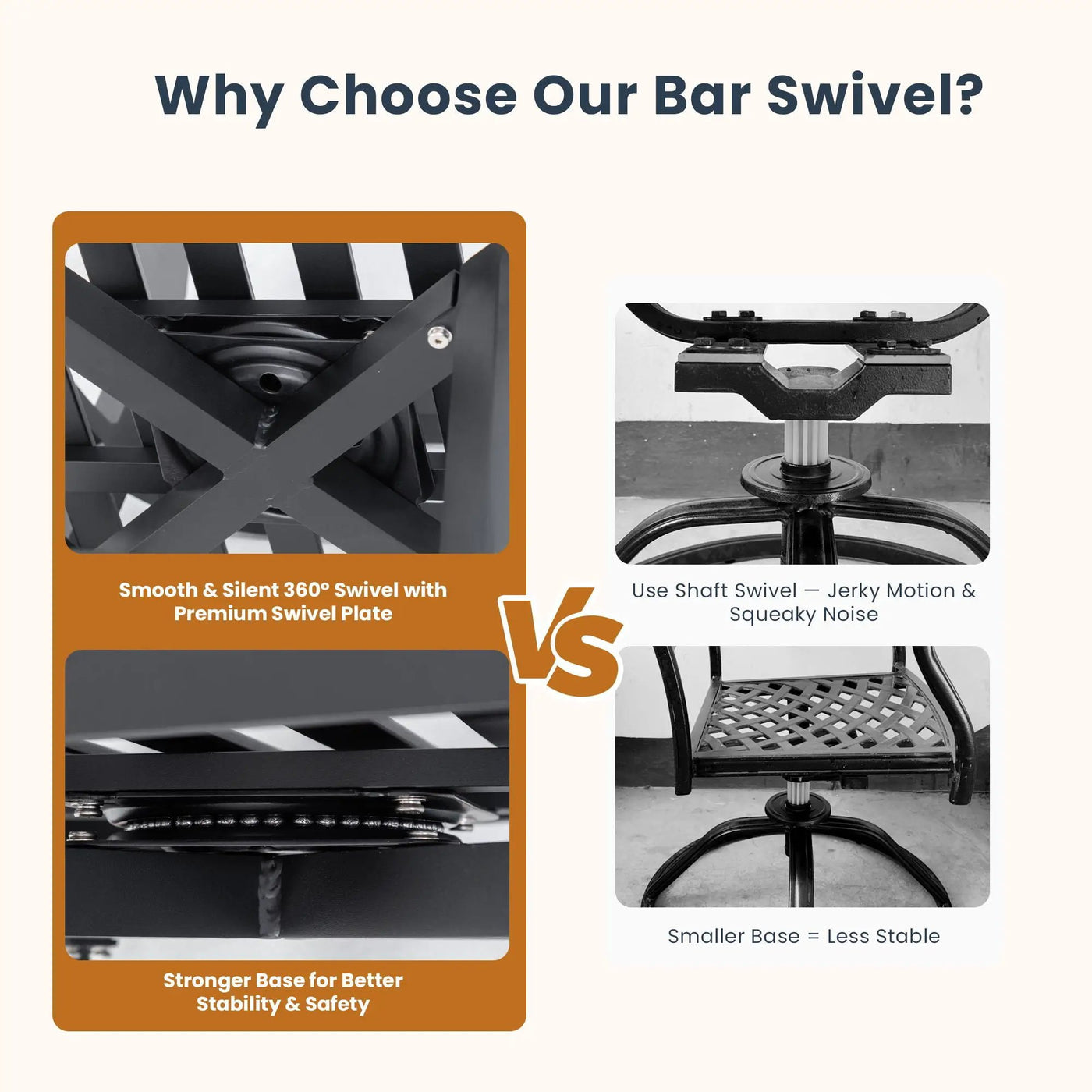 Outdoor Swivel Bar Chairs, 360 Degree Rotation, Ergonomic Backrest (Set of 2) by HouseOfZazla