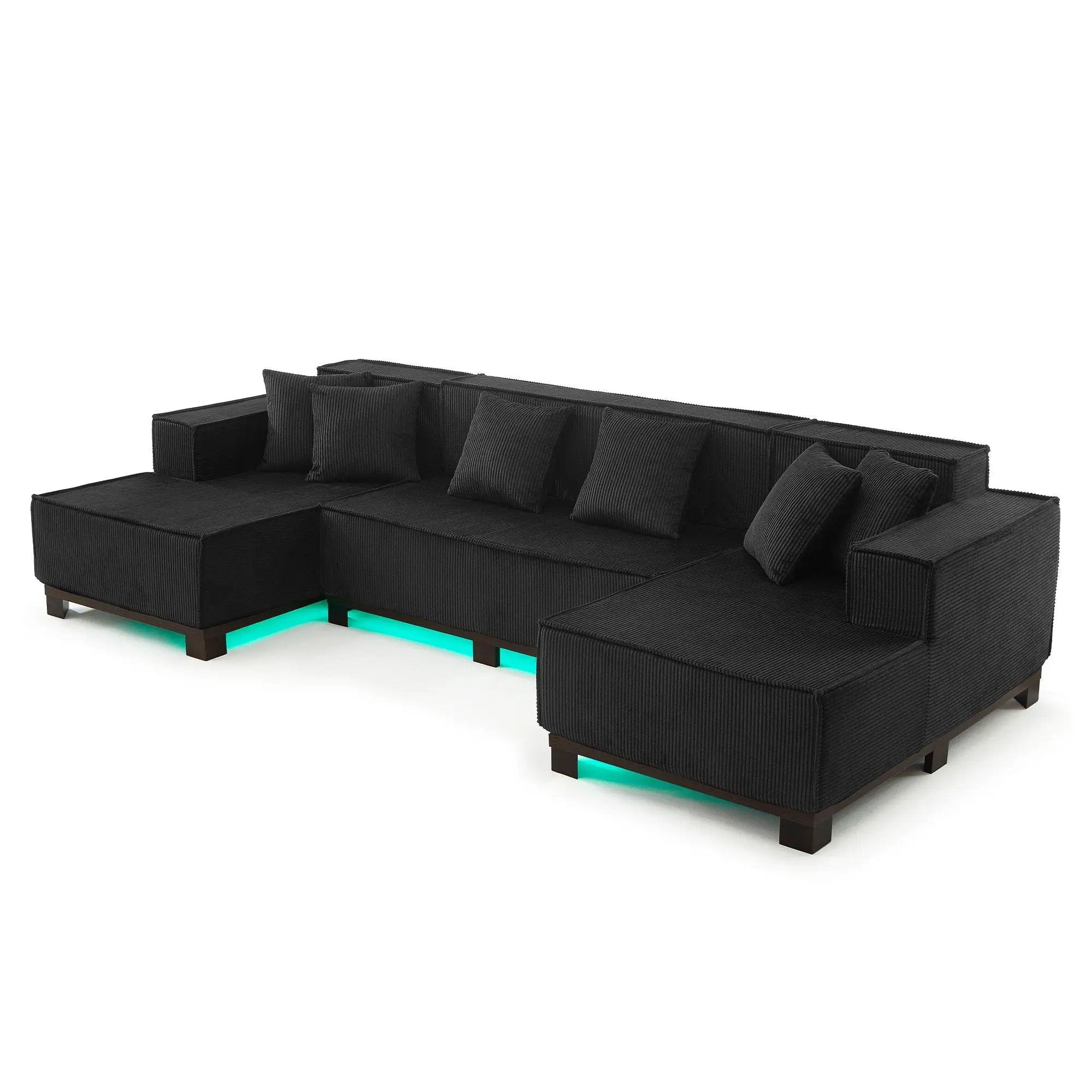 U-Shaped Sectional Sofa With RGB LED Light Strip And 6 Pillows by Unique Piece Furniture