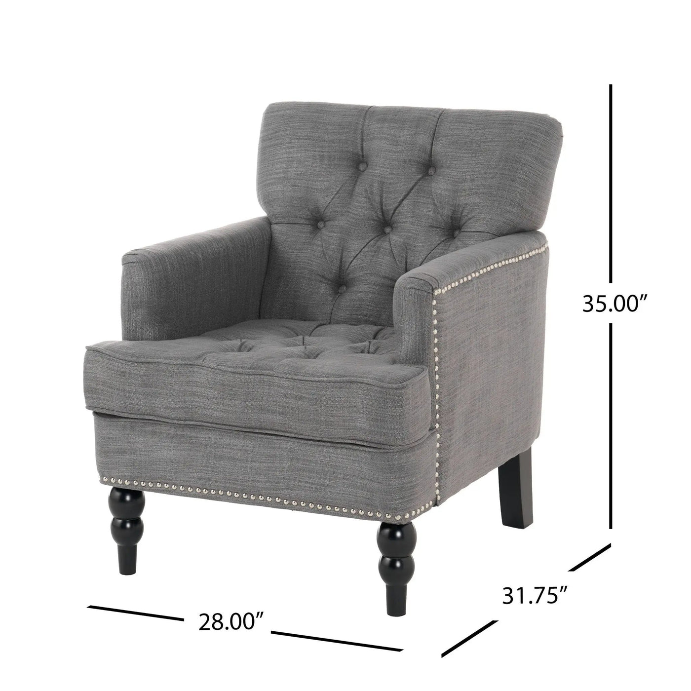 Harrison Tufted Club Chair with Button Tufted Back and Birch Wood Legs by HouseOfZazla