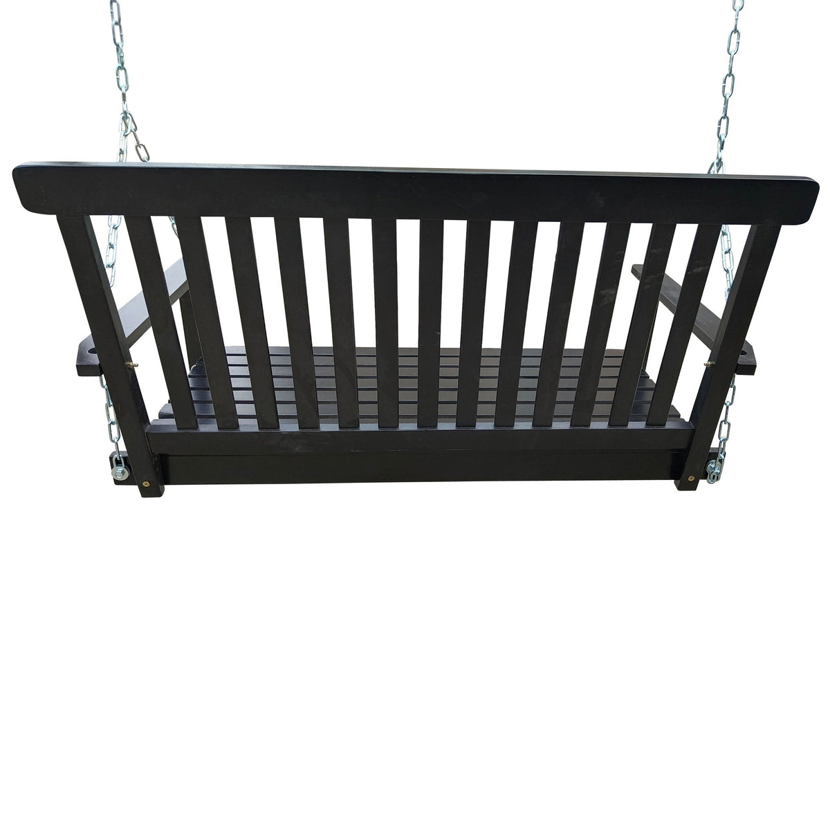 Wood Patio Swing with Armrests - Light Brown, White, or Black, photo 12 of 12