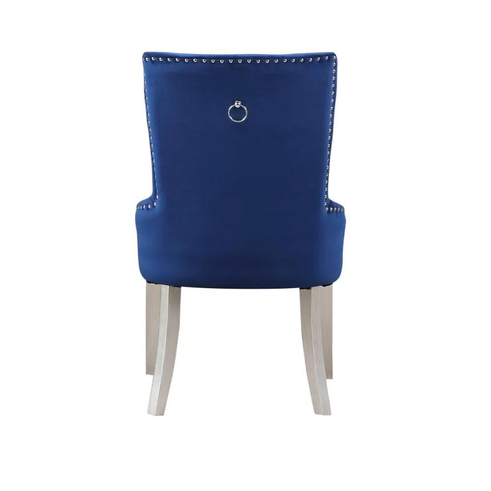 Varian - Side Chair - Blue Fabric & Antique Platinum by Unique Piece Furniture