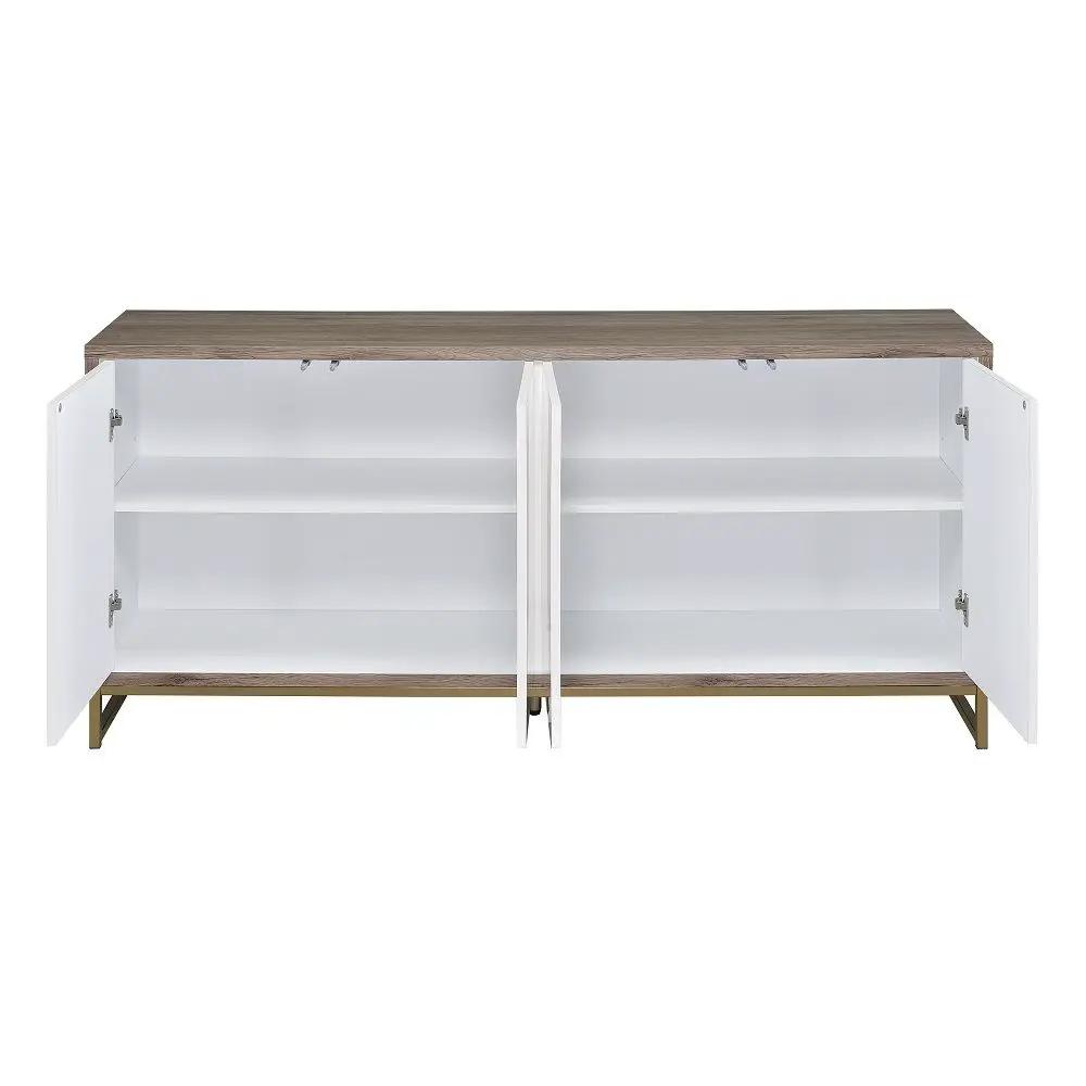 Paavan - Console Cabinet - White Marble Print Oak & Champagne by Unique Piece Furniture