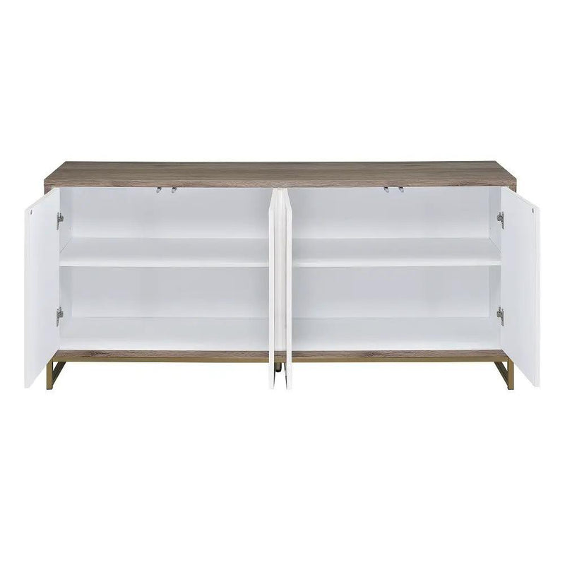Paavan - Console Cabinet - White Marble Print Oak & Champagne by Unique Piece Furniture