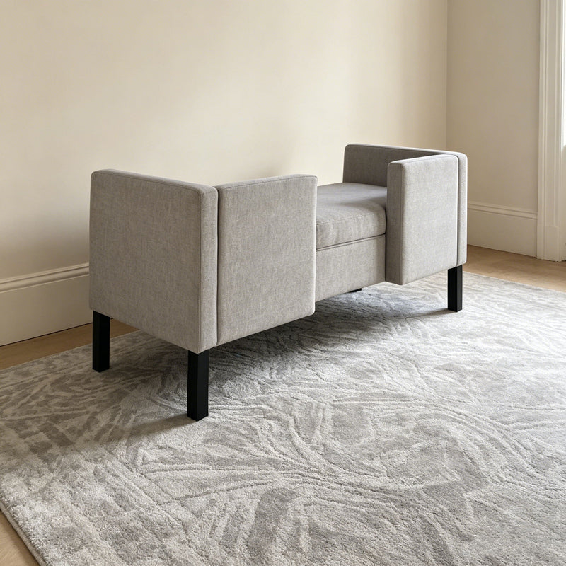 Upholstered Ottoman With 2 Bolster Pillows For Living Room - Gray by HouseOfZazla