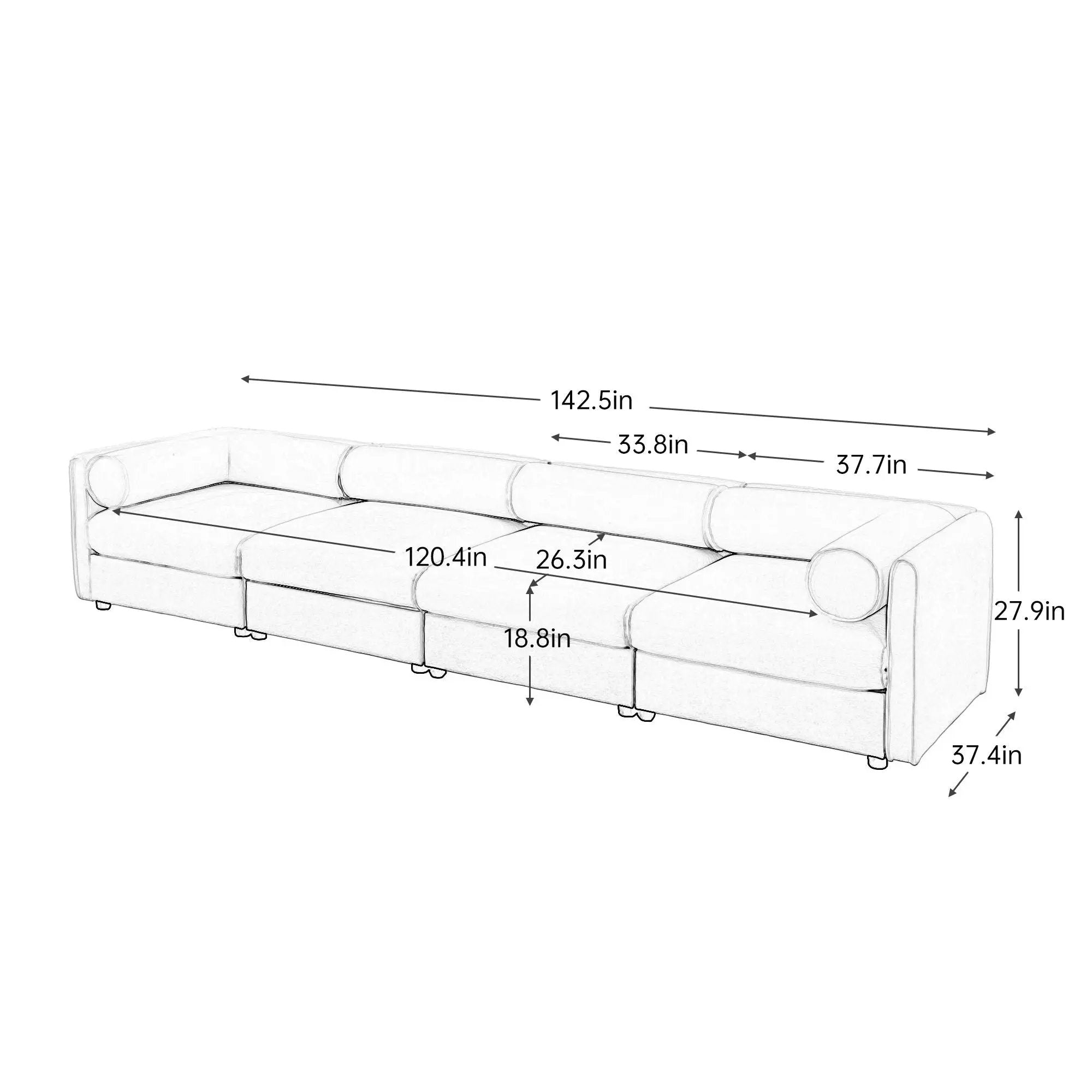 Stylish Sofa With Storage Seat And Cylindrical Backrest by HouseOfZazla