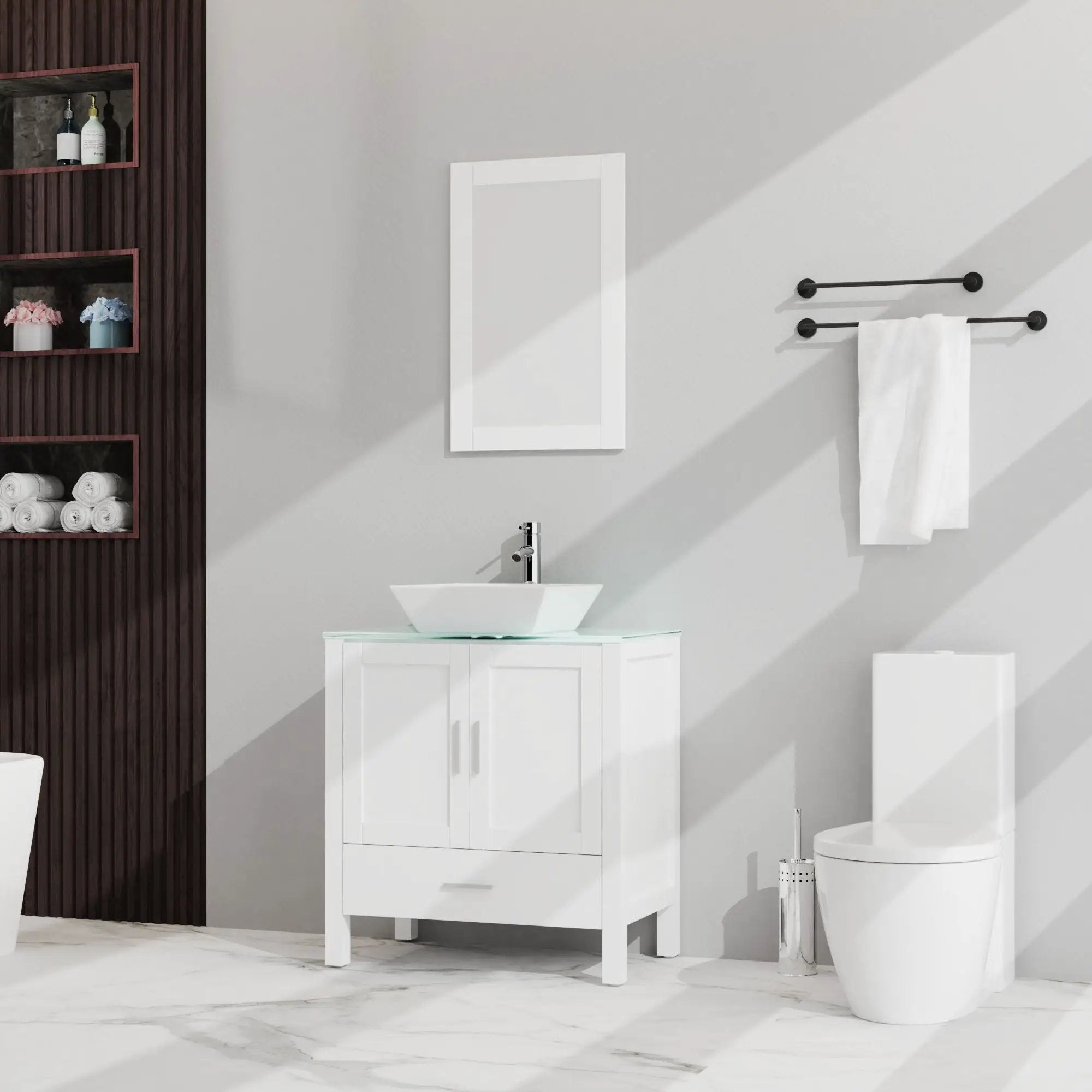 Bathroom Vanity And Sink Combo Glass Top Cabinet With Mirror by HouseOfZazla