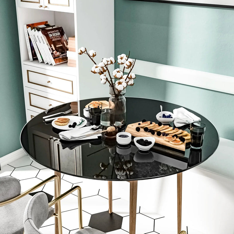 36" Round Tempered Glass Table Top Black Glass 1 / 4" Thick Round Polished Edge - Black by HouseOfZazla