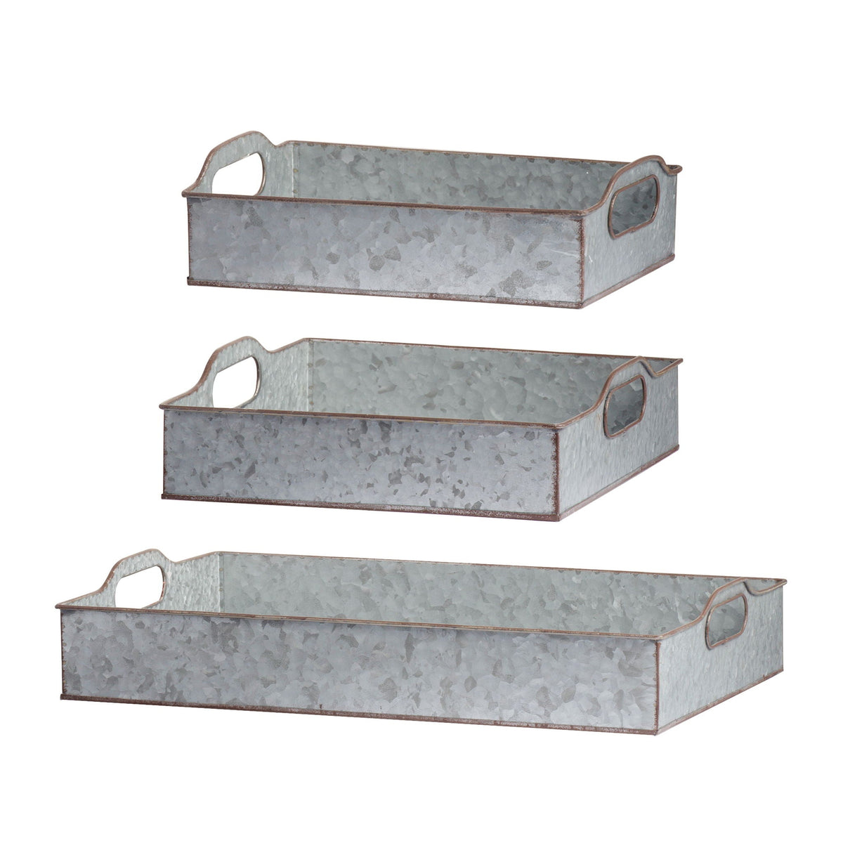 Decorative Galvanized Nesting Trays with Rustic Design - Gray, photo 19 of 19