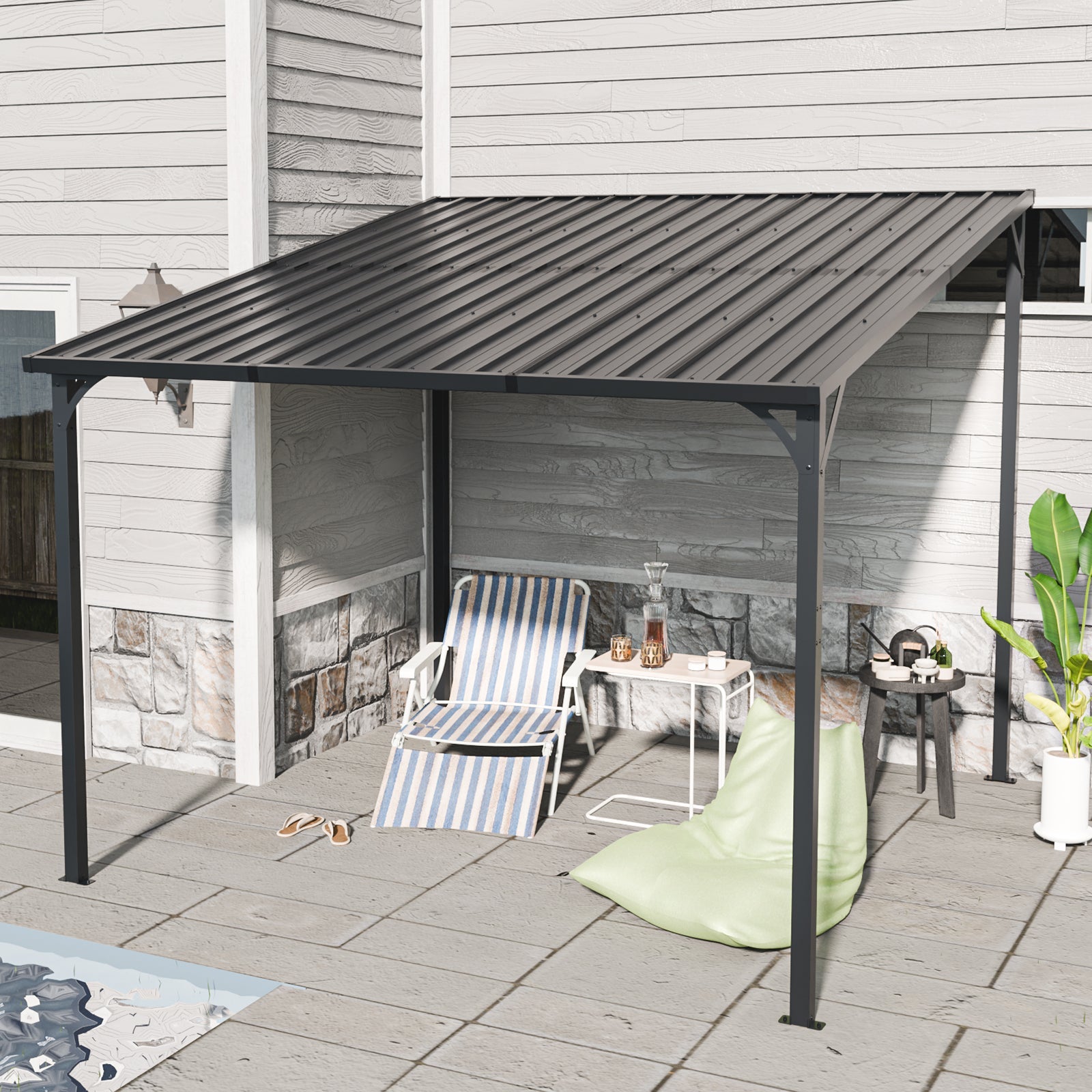 Outdoor Pergola, 10' x 10' Hardtop Gazebo for Yard by HouseOfZazla