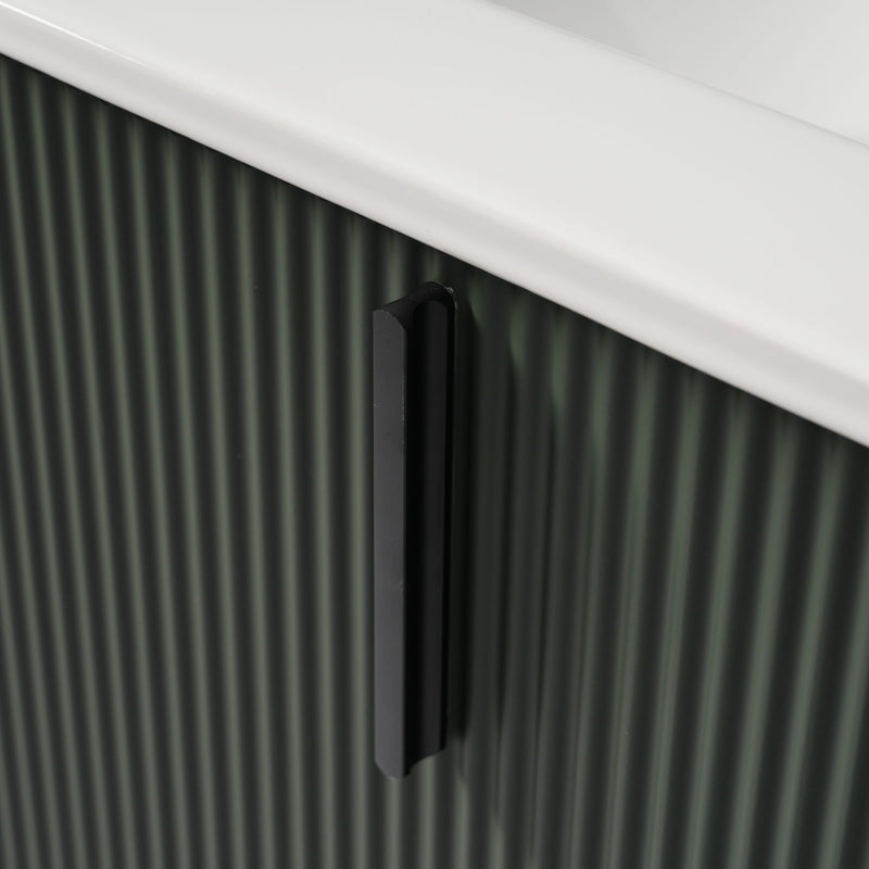 Bathroom Vanity With Ceramic Sink, Fluted Design by HouseOfZazla