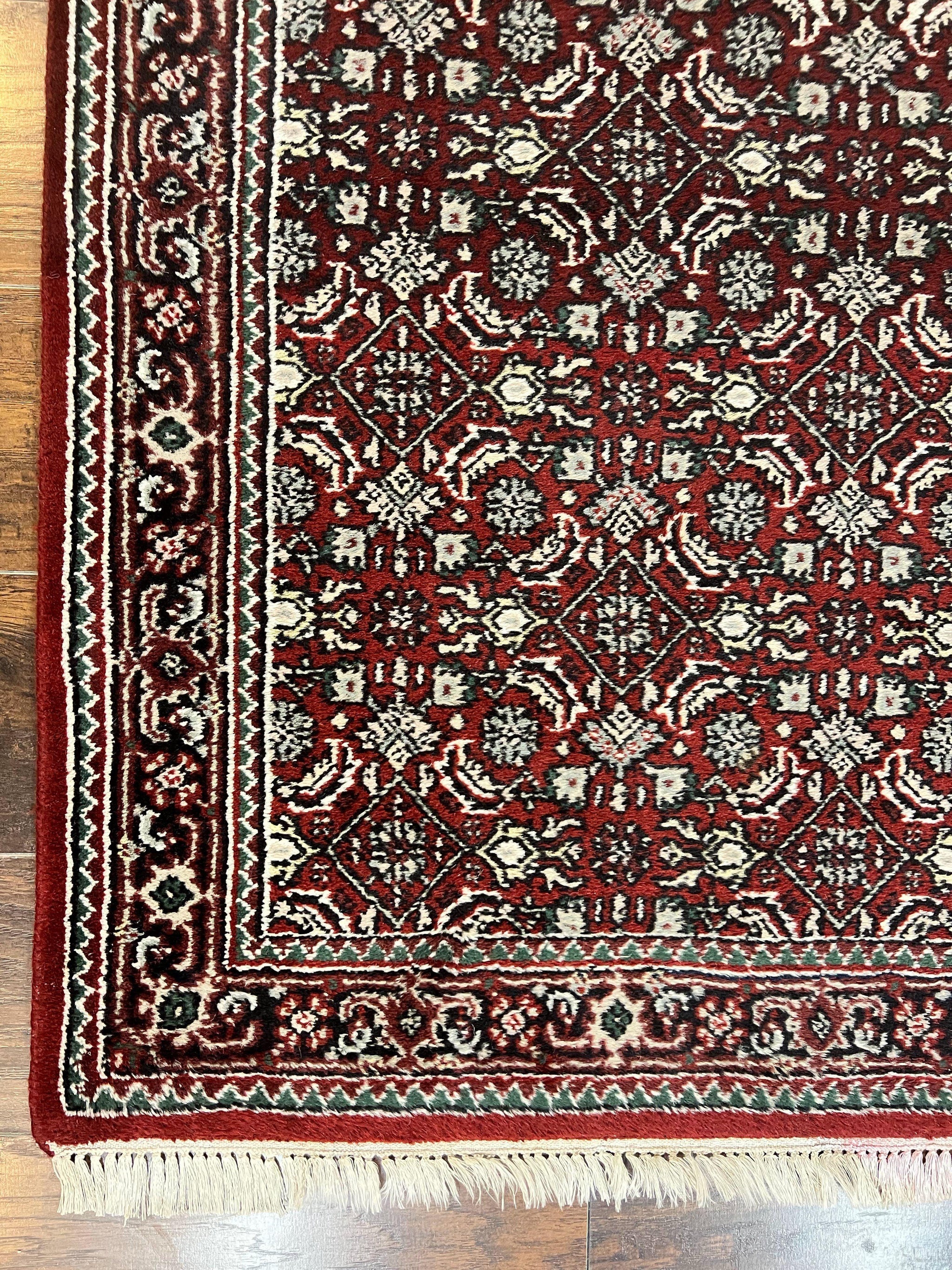 Indo Persian Runner Rug 2.7 x 8, Wool Hand Knotted Vintage Carpet, Red Black, Herati Allover Pattern, Oriental Runner, Rug for Hallway by Jewel Rugs