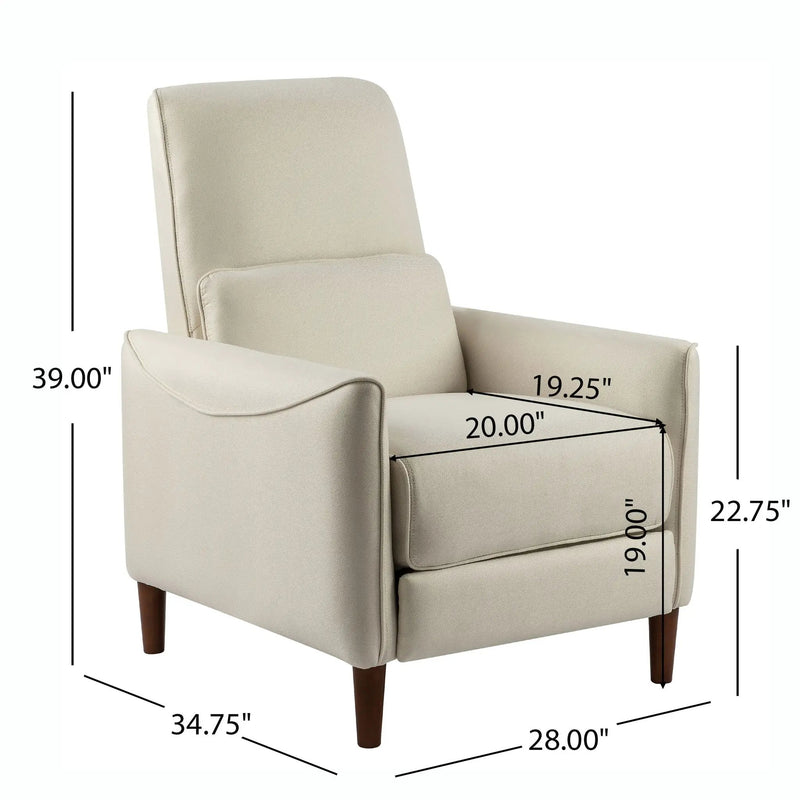 Upholstered Push Recliner Chair With Rubber Wood Legs For Living Room by HouseOfZazla