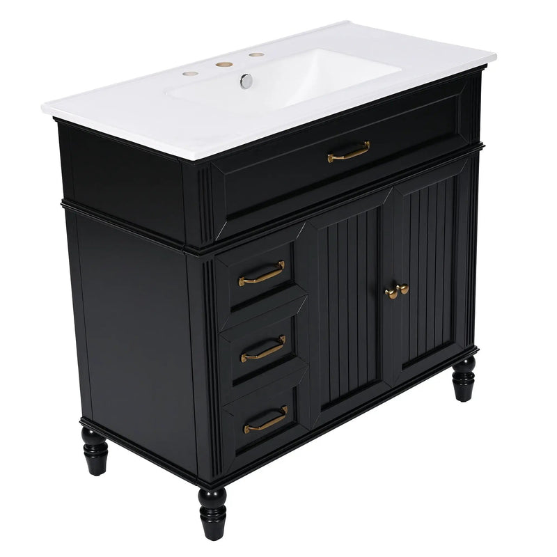 Bathroom Vanity With Sink, 2 Doors 2 Drawers, Freestanding Design by HouseOfZazla