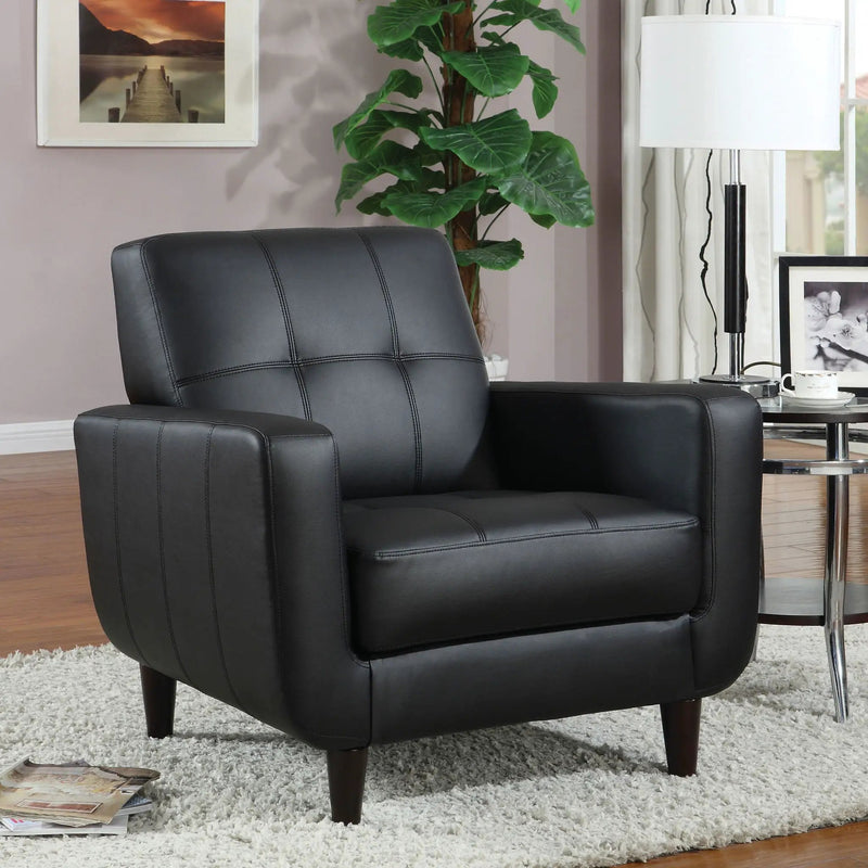 Aaron Upholstered Track Arm Tufted Accent Chair Black by Unique Piece Furniture