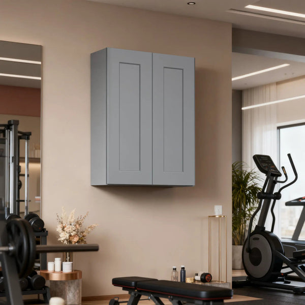 Gray Shaker Solid Wood Wall Cabinet with Soft-Close Doors
