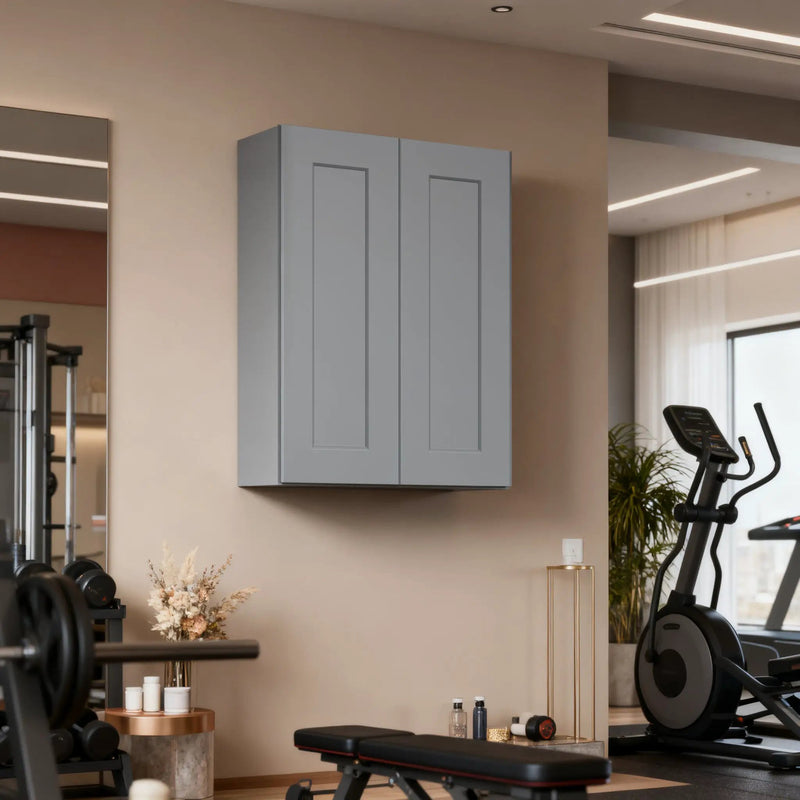 Gray Shaker Solid Wood Wall Cabinet with Soft-Close Doors by HouseOfZazla