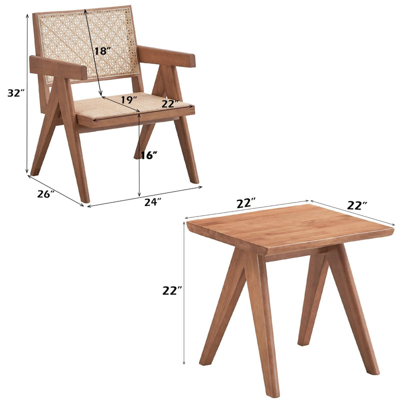 Armchair And Matching Square End Table, 2 Piece Living Room Set - Natural by HouseOfZazla